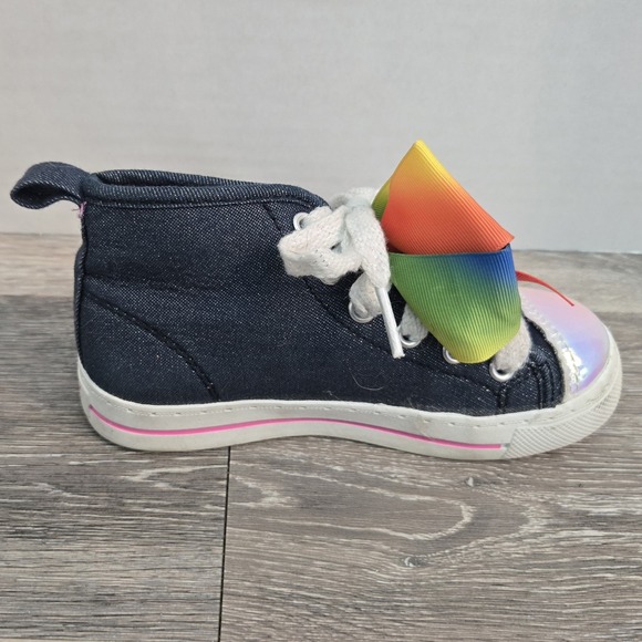 JOJO SIWA Hi-Top Shoes Girls Youth 10 Blue Sneakers Rainbow Bow - Picture 6 of 9